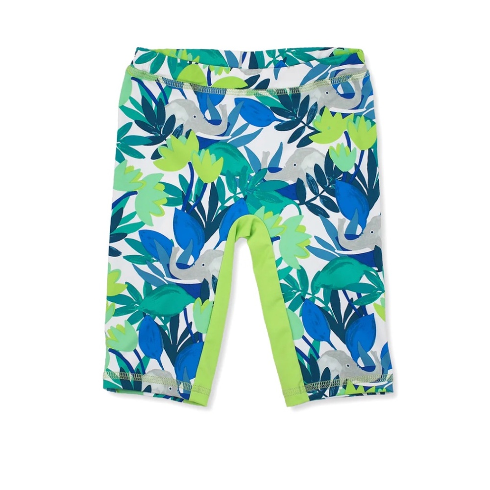 NWOT FLOATIMINI Forest Elephants Capri Swim Leggings Sz 7/8